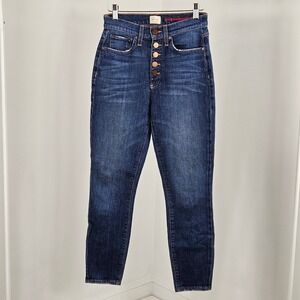 AO.LA Alice Olivia Skinny Jeans Womens 26 Blue Excellent Button Fly Distressed